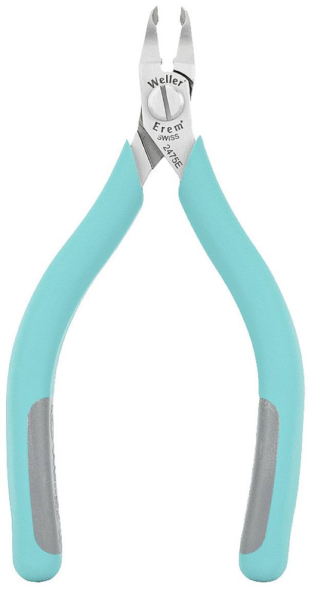 Obrázek zobrazuje modrý precizní boční štípací kleště s ergonomicky tvarovanými rukojeťmi a kovovými středicími čepelemi.