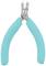 Kleště s tyrkysovo-modrými rukojeťmi, vhodné pro přesné stříhání drátů nebo elektronických komponentů.
