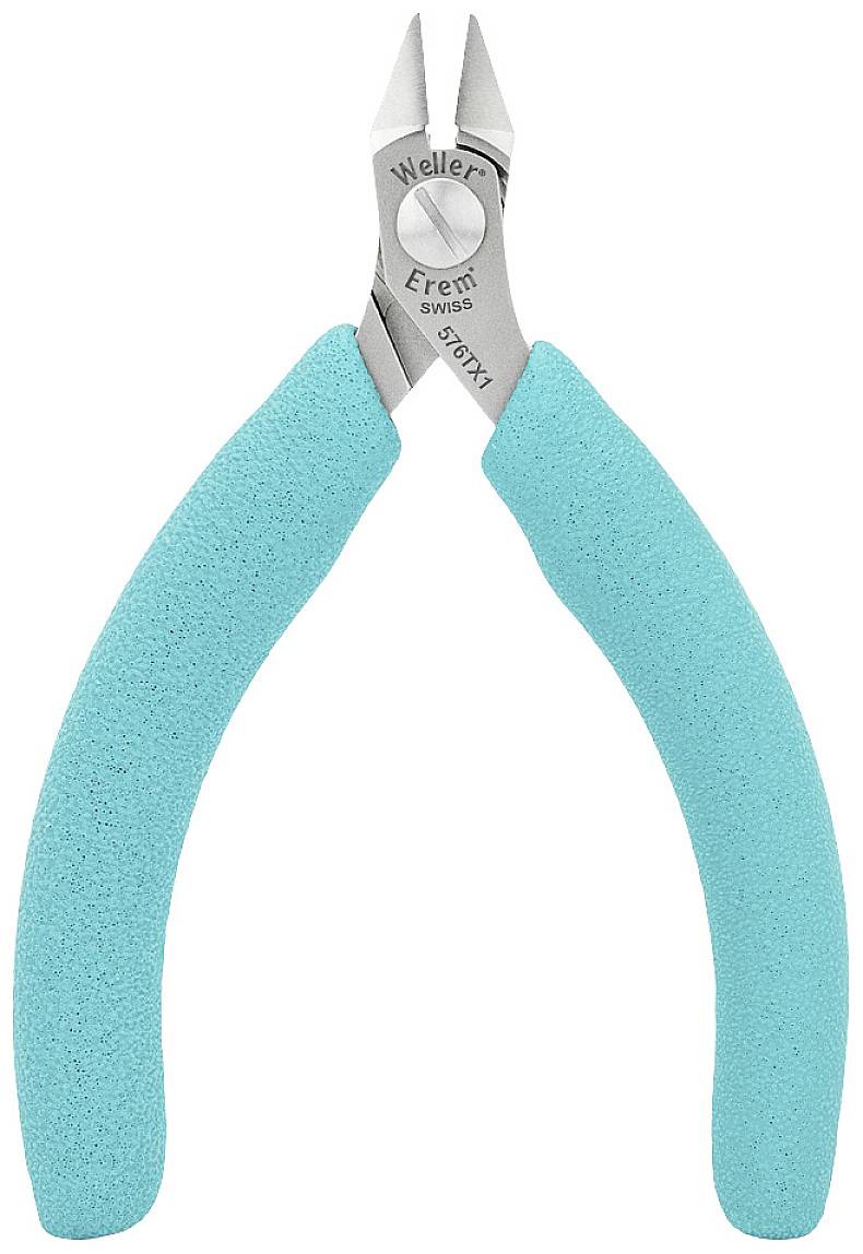 Modro-zelené kleště s ostrými špičkami, vhodné pro přesné řezání v řemeslných nebo elektronických projektech.
