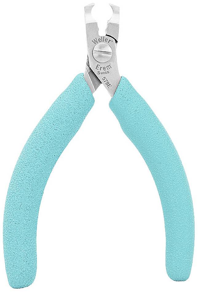 Kleště s tyrkysovou rukojetí, vhodné pro přesné řezání v elektronice a řemeslných pracích.