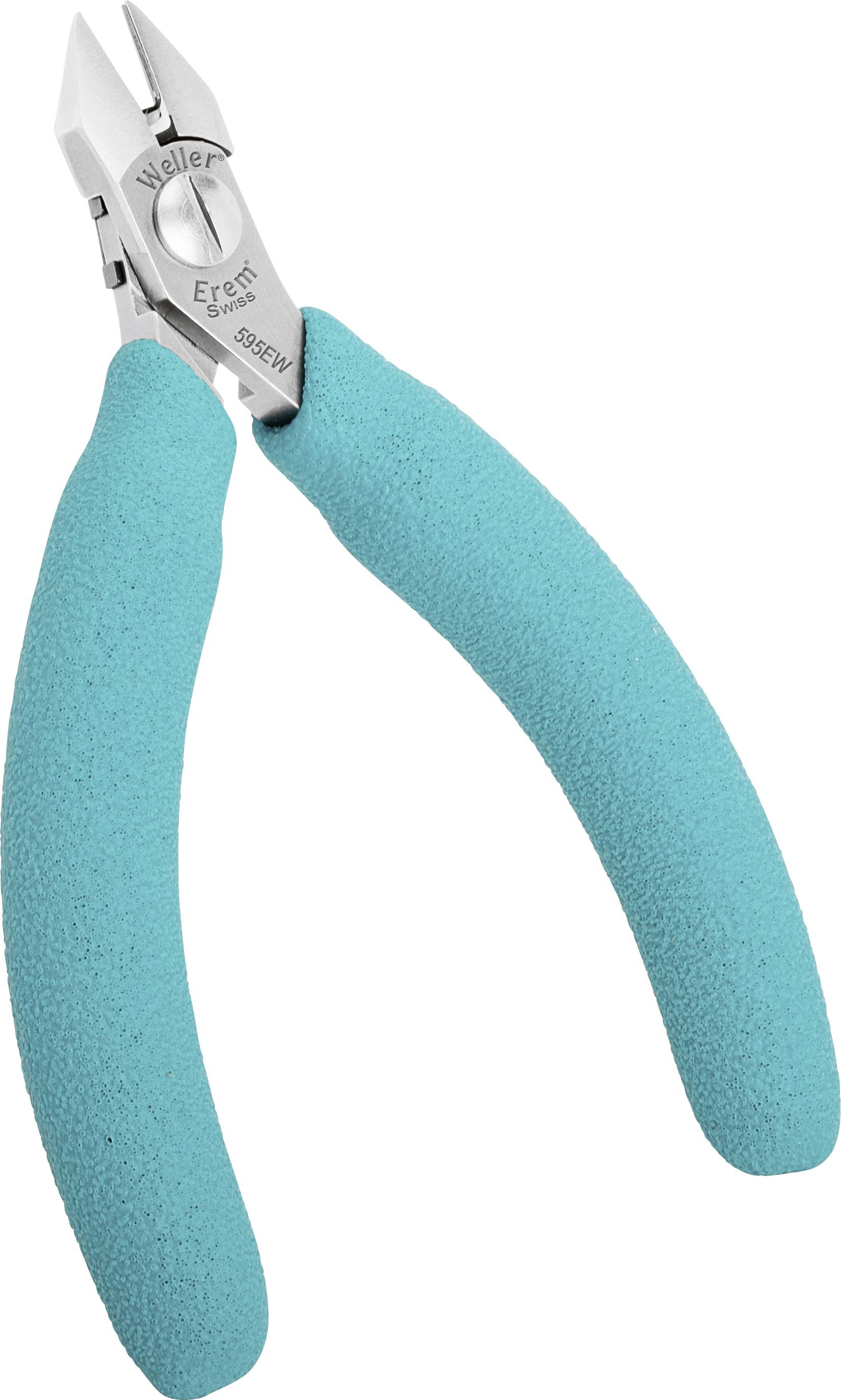 Modrý boční štípací kleště s ergonomickou rukojetí, vhodné pro přesné stříhání drátů a elektrických komponentů.