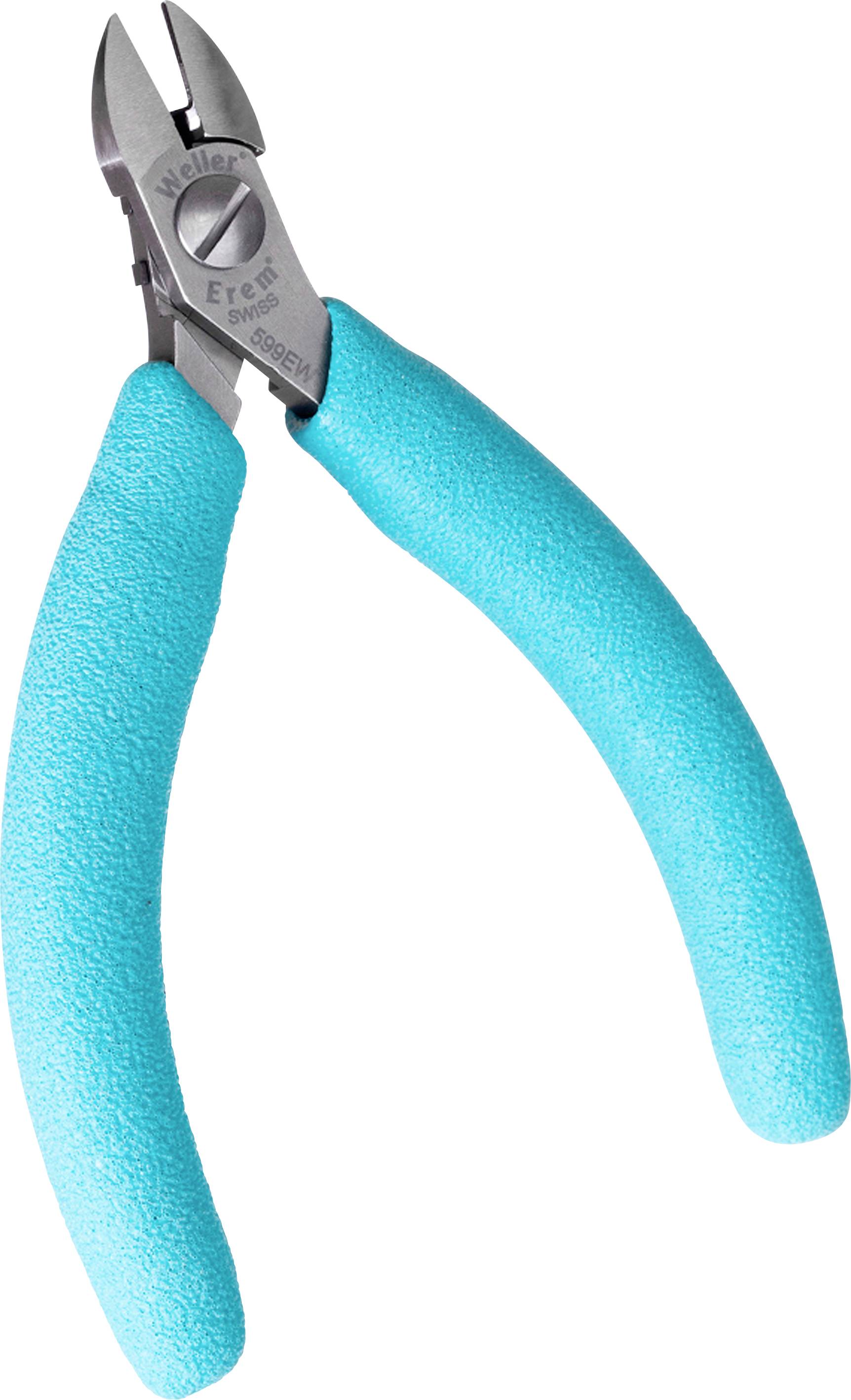 Na obrázku je modrý boční štípací kleště s gumovanými rukojeťmi, vhodné pro stříhání drátu a jemných materiálů.