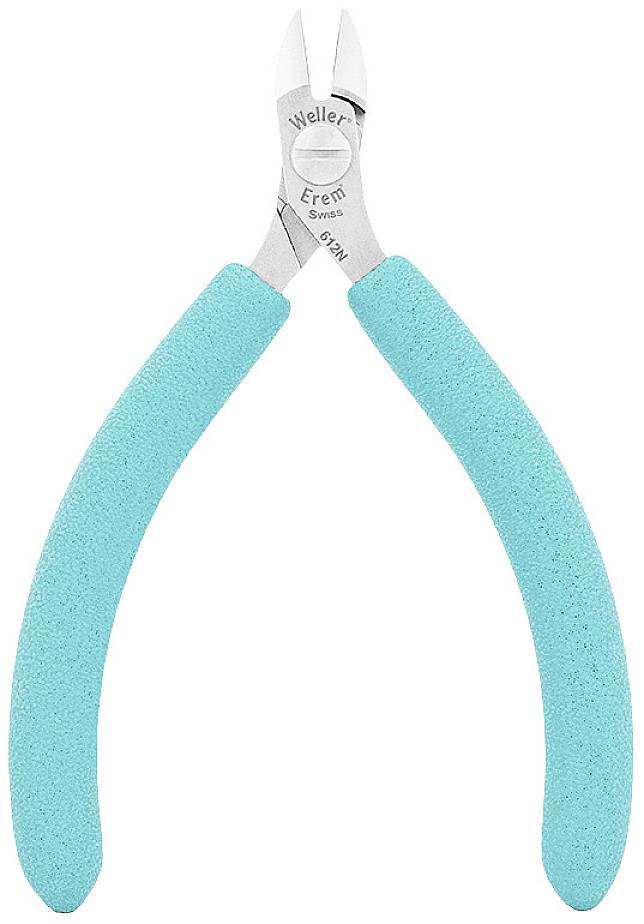 Modro-tyrkysové štípací kleště s ergonomickými rukojeťmi a přesnými řeznými hranami, vhodné pro jemné práce s drátem.