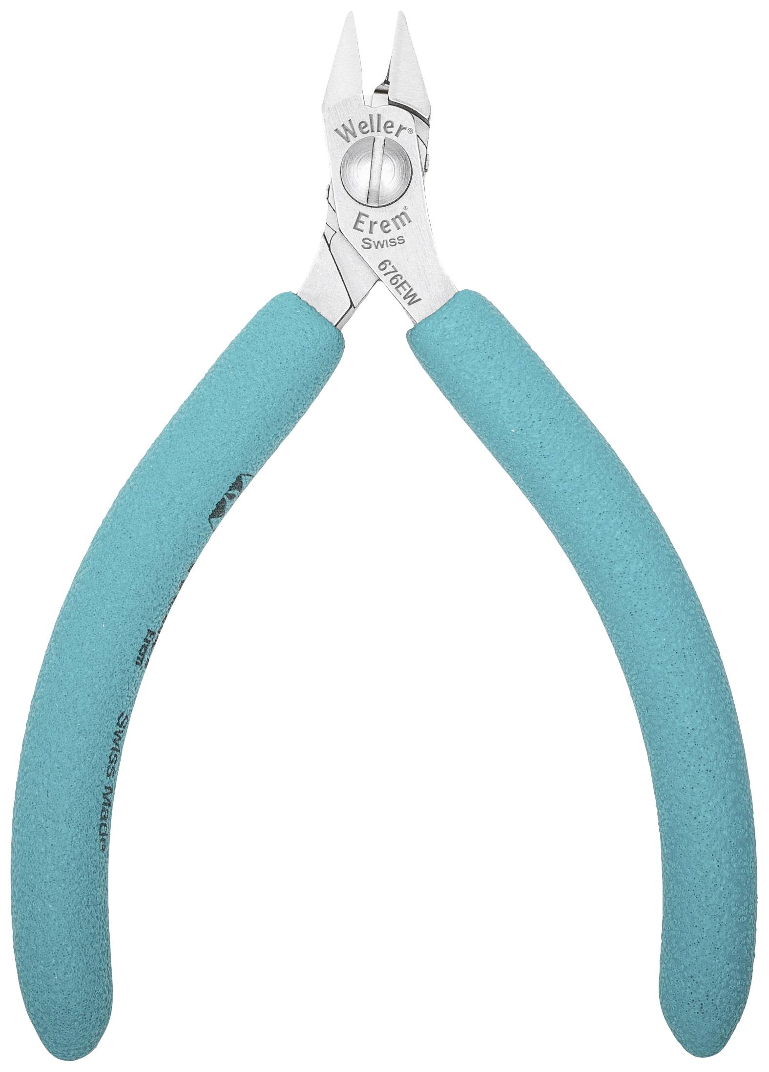 Modrá precizní štípací kleště s ostrými řezacími břity a ergonomickými rukojeťmi, vhodné pro jemné elektrotechnické práce.