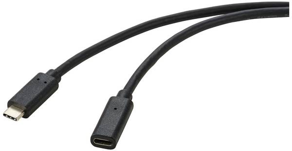 Renkforce USB kabel  USB 3.2 Gen2 USB-C ® zástrčka, USB-C ® zásuvka 2.00 m černá PVC plášť RF-4755222