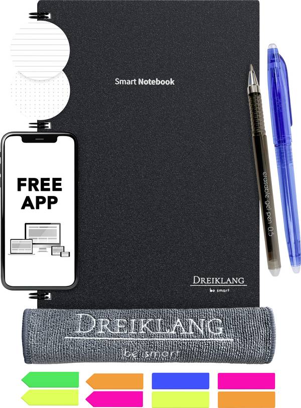 <br>  Dreiklang be smart<br>  <br>  4270001452108<br>  Přepisovatelný zápisník s plánovačem<br>  linkovaný, tečkovaná lineatura (tečkované čtverečky)<br>  černá<br>  50 listů<br>  DIN A5<br>