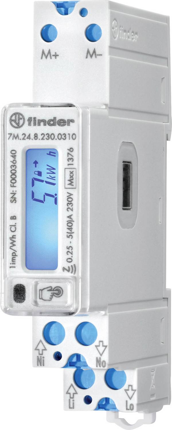 Finder 7M.24.8.230.0310 7M.24.8.230.0310 Obousměrný elektroměr na DIN lištu digitální 40 A Úředně schválený: Ano 1 ks