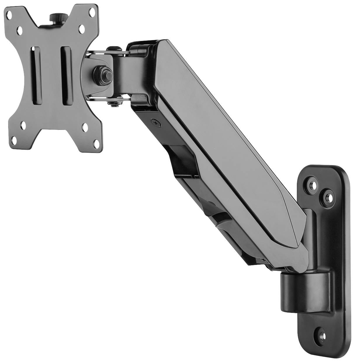 Nástěnný držák na monitory, černý, s otočným ramenem pro flexibilní umístění obrazovek. Ideální pro ergonomická pracoviště.