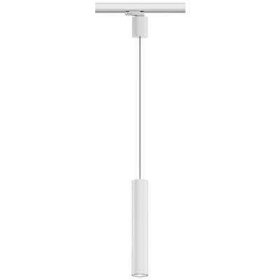 Bílé válcové závěsné svítidlo na kolejnici s čistým moderním designem. Ideální pro minimalistické pojetí interiéru.