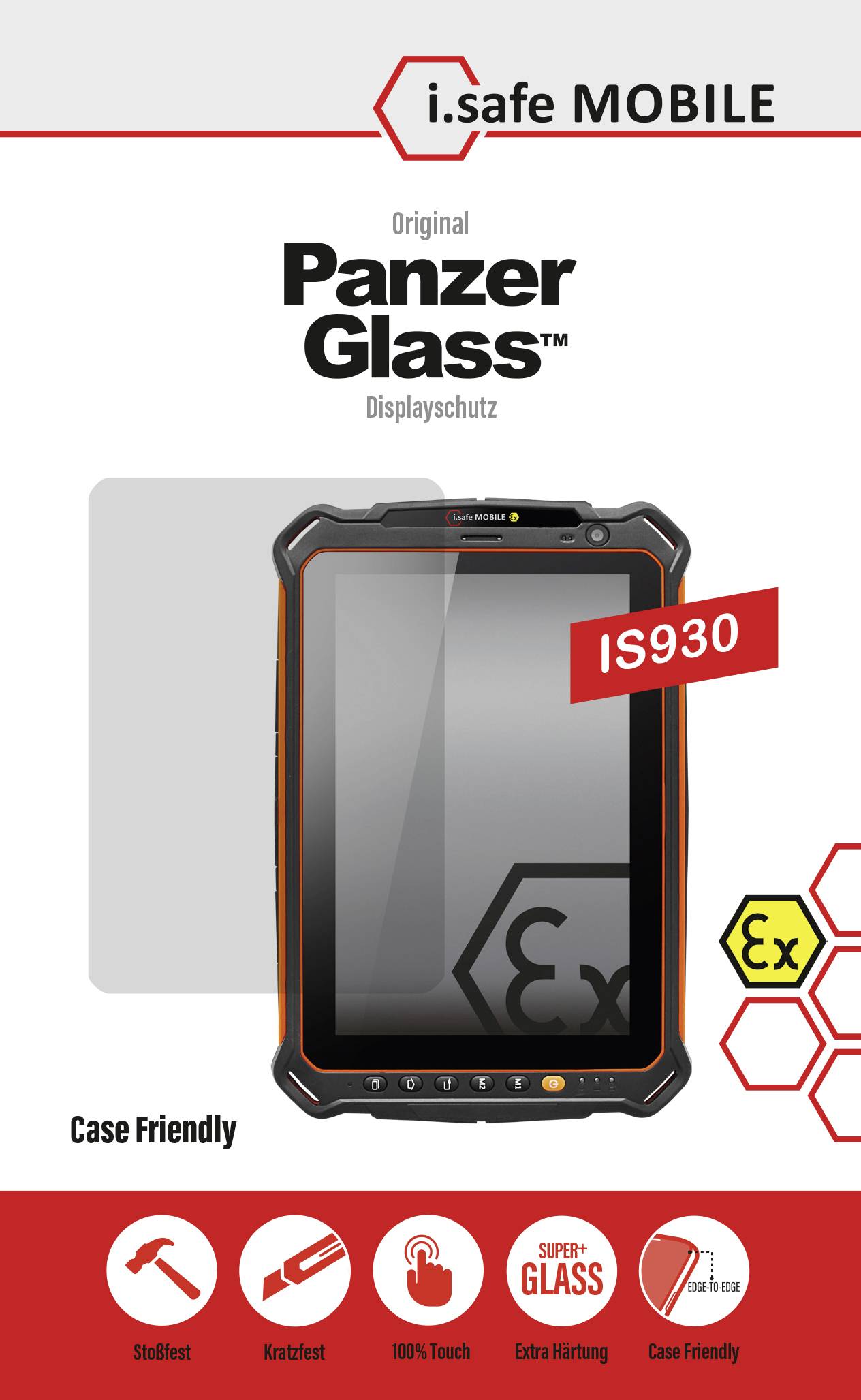 Tablet s ochranným displejem od i.safe MOBILE. Hlavní výhoda: technologie Panzer Glass, odolný a odolný proti škrábancům. Model IS930.