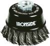 IRONSIDE Ocelový hrncový kartáč Ø 100 mm, pro úhlovou brusku, copánkový drát, se závitovým připojením M14, tloušťka drátu 0,50 mm 243007 1 ks