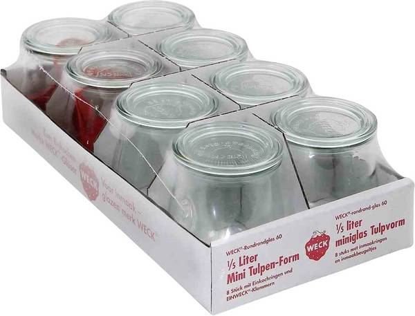 WECK 8T-762 Minitulový tvar, 8ks-Tray, 220 ml, s kroužky a spokami