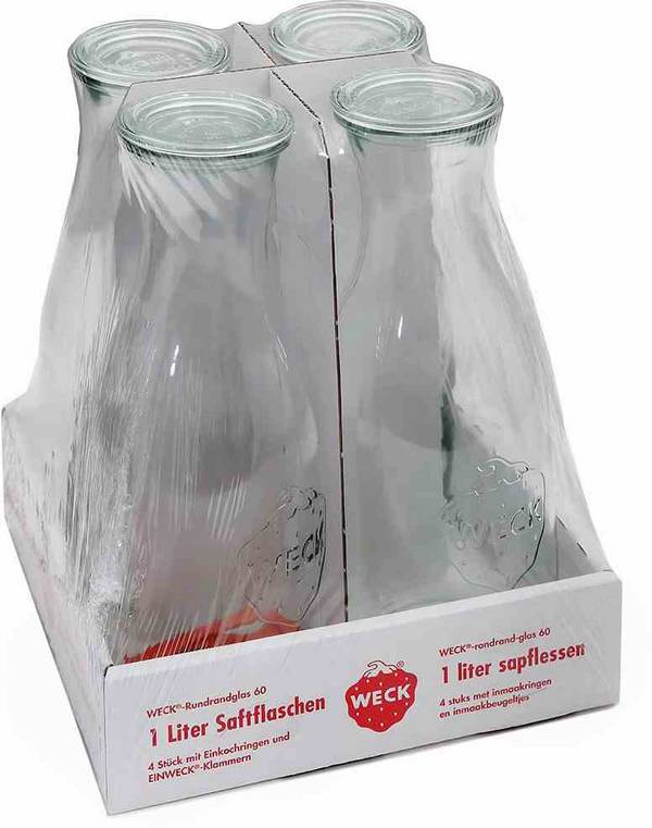 WECK 4T-766 Nádoba na šťávu 4ks-Tray 1 l se kroužky a svorkami
