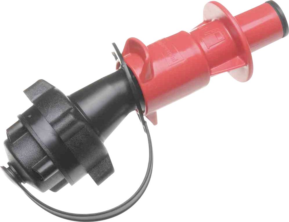 Červený a černý elektrický konektor s ochranným krytem