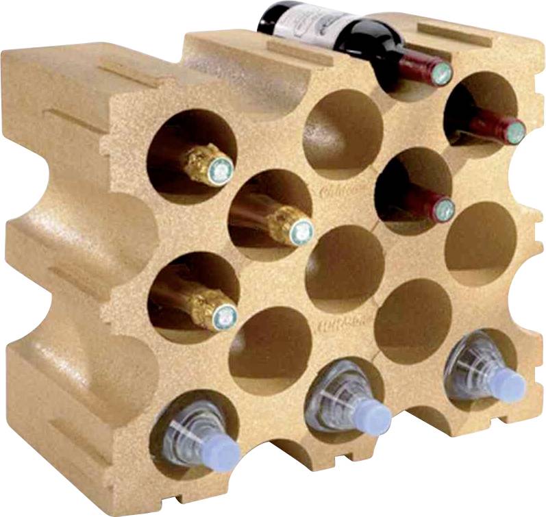 Stojan na víno z korku udrží několik lahví vína a vody v horizontální poloze. Ideální pro uskladnění v kuchyních nebo sklepech.
