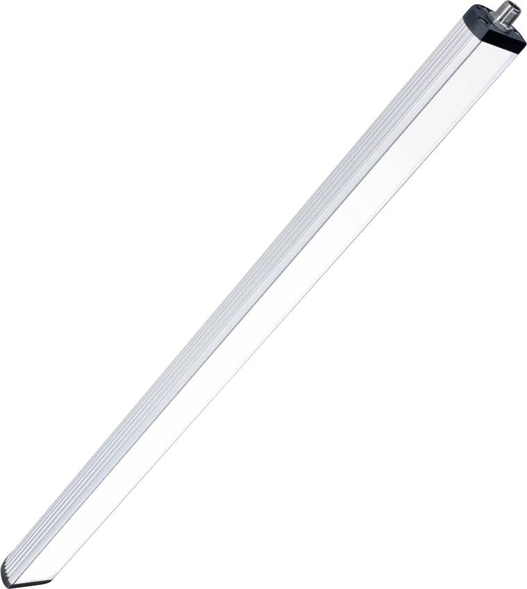 Podlouhlé LED osvětlení se stříbrnými koncovkami, umístěné šikmo v záběru.