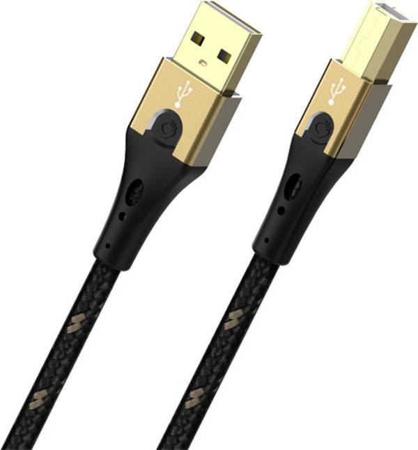 Oehlbach USB kabel  USB 2.0 USB-A zástrčka, USB-B zástrčka 10.00 m černá/zlatá třížilový stíněný D1C9546