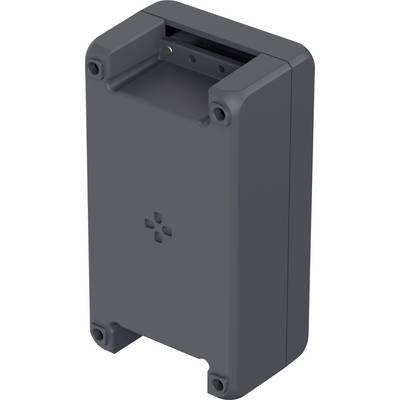 Černá obdélníková elektronická komponenta se zaoblenými rohy a čtyřmi montážními otvory pro šrouby, pravděpodobně určená pro instalační účely.