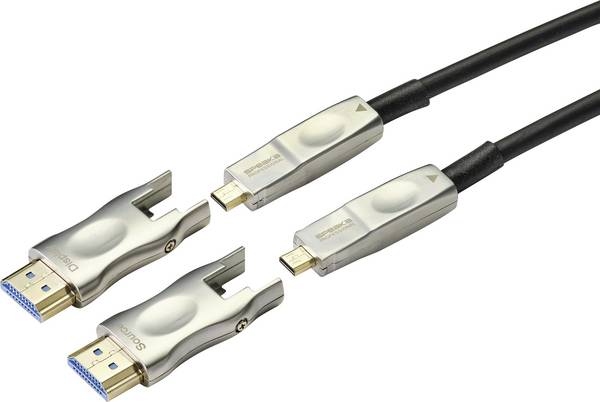 SpeaKa Professional HDMI kabelový adaptér Zástrčka HDMI-A, Zástrčka HDMI Micro-D, Zástrčka HDMI-A, Zástrčka HDMI Micro-D 20.00 m černá SP-9538580 4K UHD, PVC plášť HDMI kabel