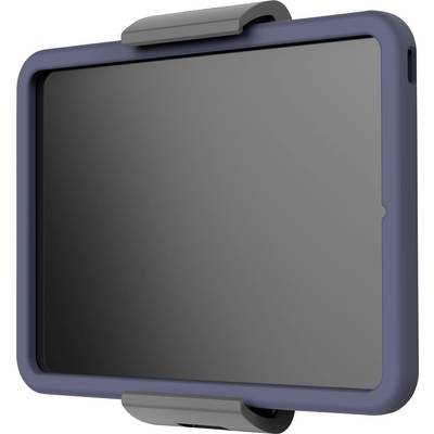 Tablet v modré ochranné obaly s šedými sponkami v rozích, zobrazené z mírného bočního pohledu.