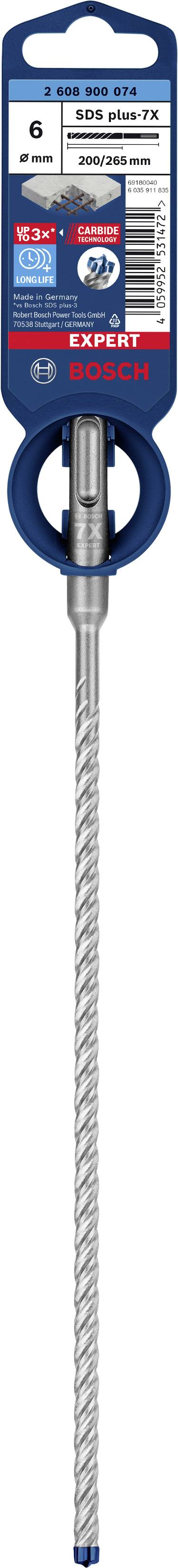 Obal vrtáku se spirálovým designem, modro-bílé značení s symboly pro zdivo a beton. Logo značky nahoře.