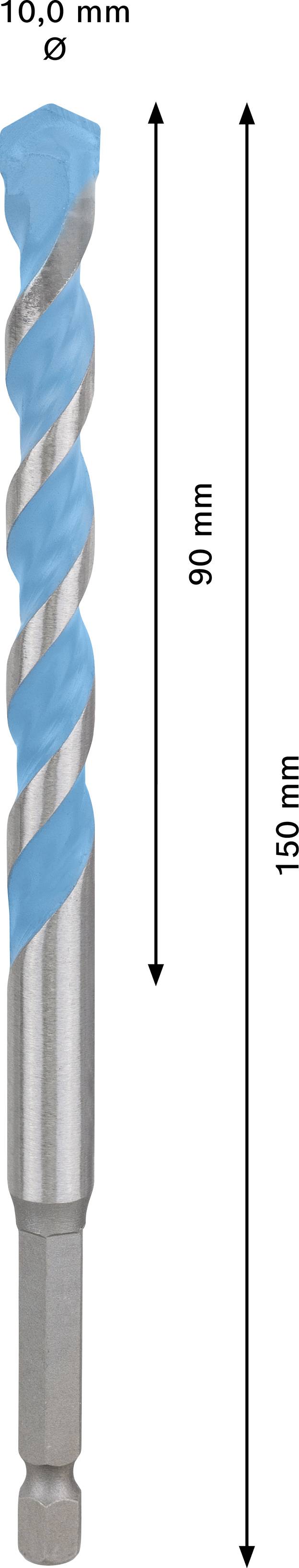 Vrtací nástavec o průměru 10,0 mm a celkové délce 160 mm, z toho 90 mm délky využitelné.