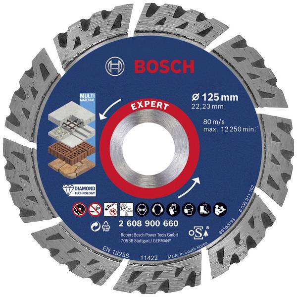 Bosch Accessories 2608900660 EXPERT MultiMaterial diamantový řezný kotouč Průměr 125 mm Ø otvoru 22.23 mm kámen, beton, cihla 1 ks