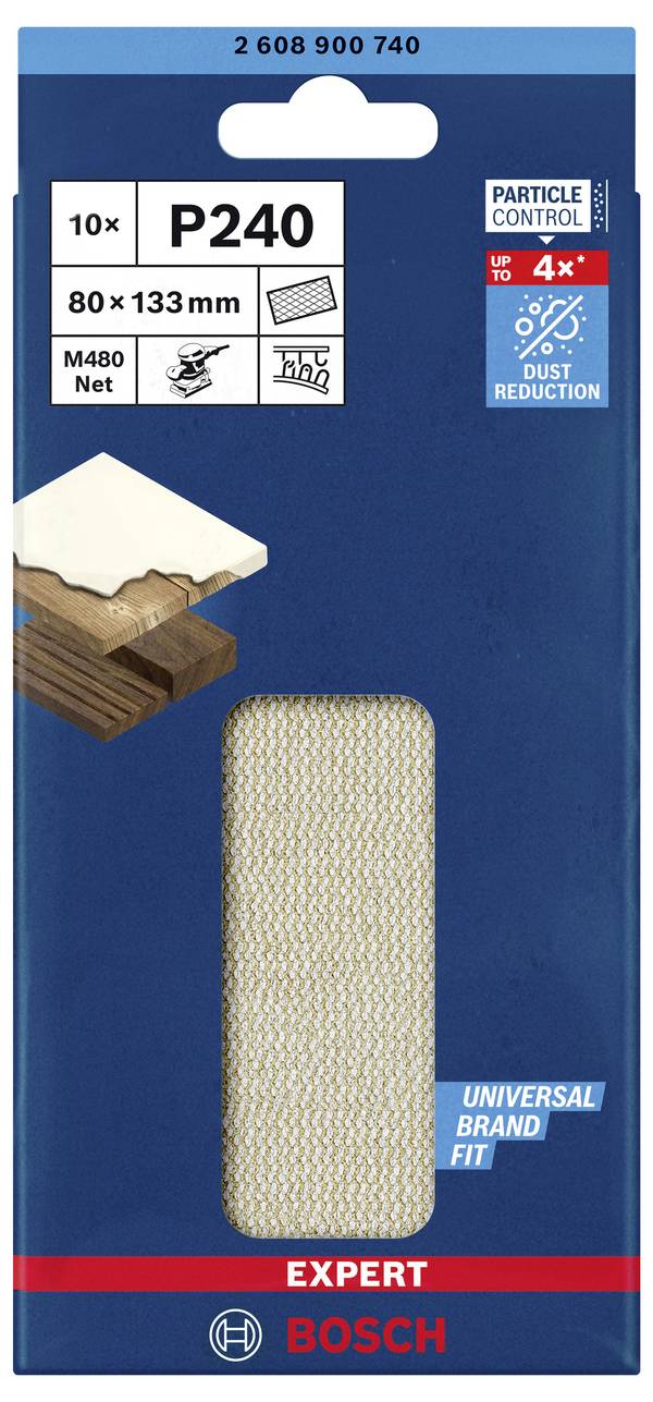 Bosch Accessories EXPERT M480 2608900740 brusná síť pro orbitální brusku bez otvorů Zrnitost 240  (d x š) 133 mm x 80 mm 10 ks