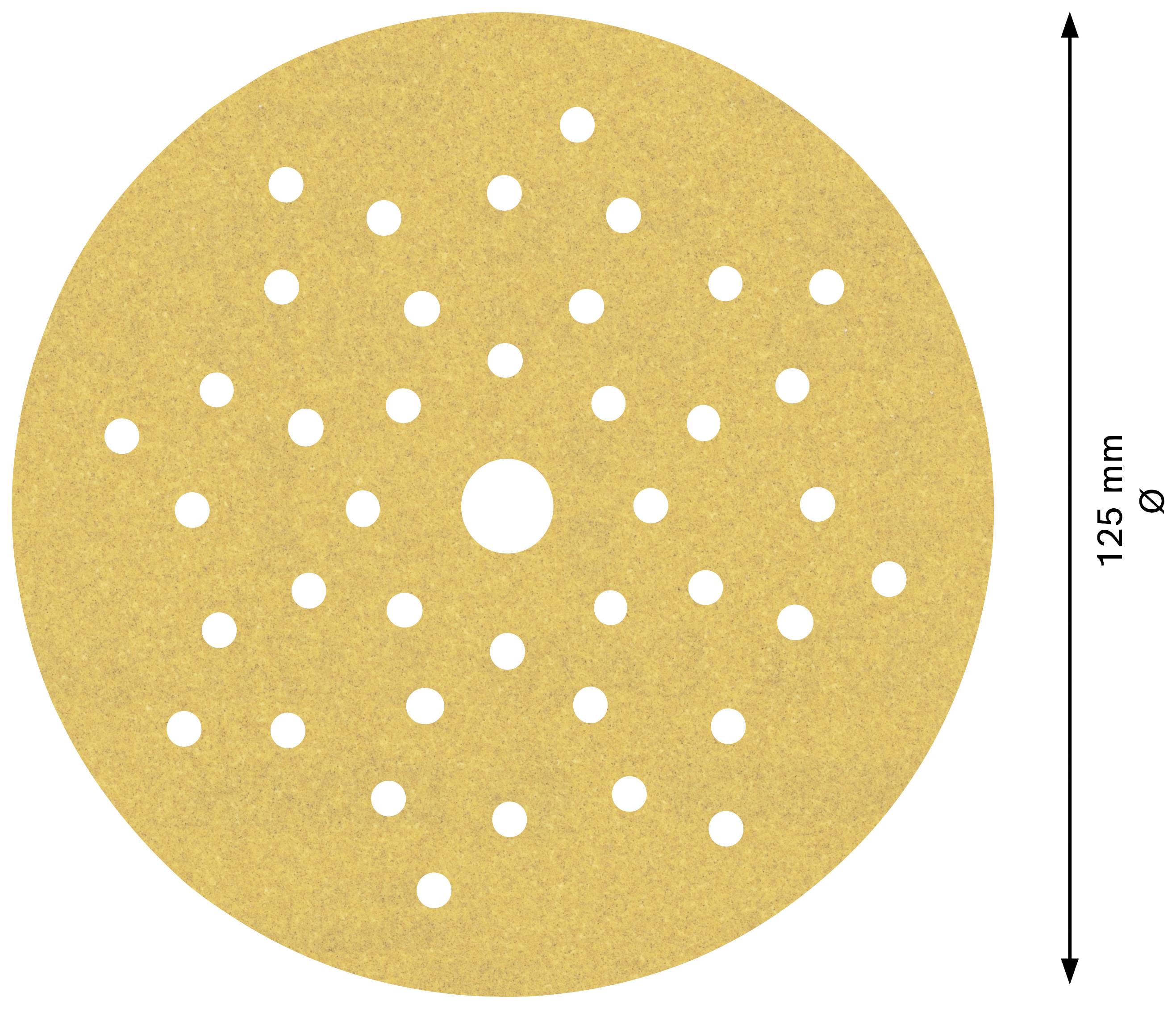 Kulatý brusný papír s několika malými otvory, průměr 125 mm.