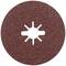 Hnědý brusný kotouč s hvězdicovitým otvorem uprostřed. Používá se k vyhlazování povrchů v řemeslné výrobě a průmyslu.