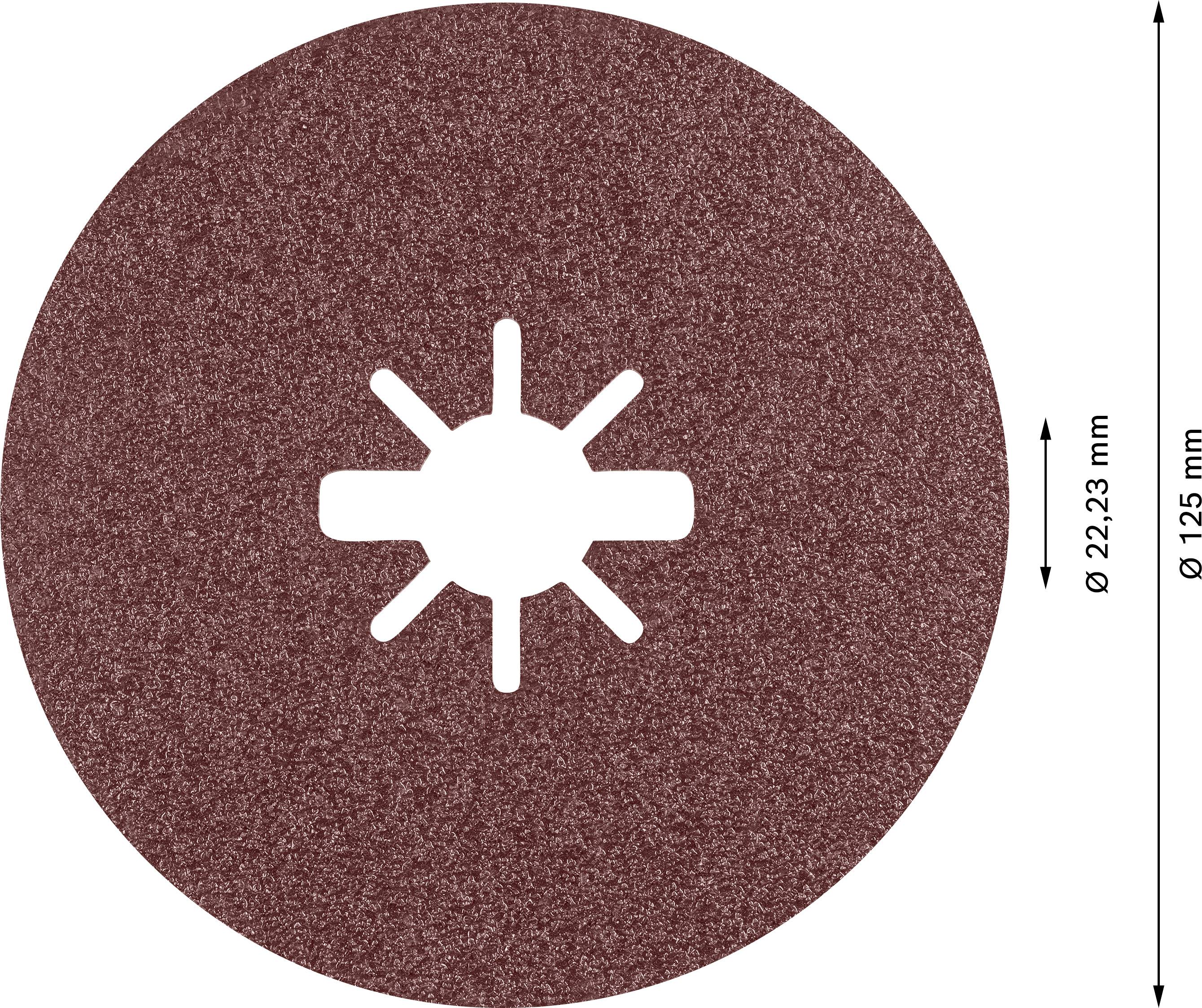 Kulatý brusný kotouč s průměrem 125 mm a vnitřním otvorem 22,23 mm.
