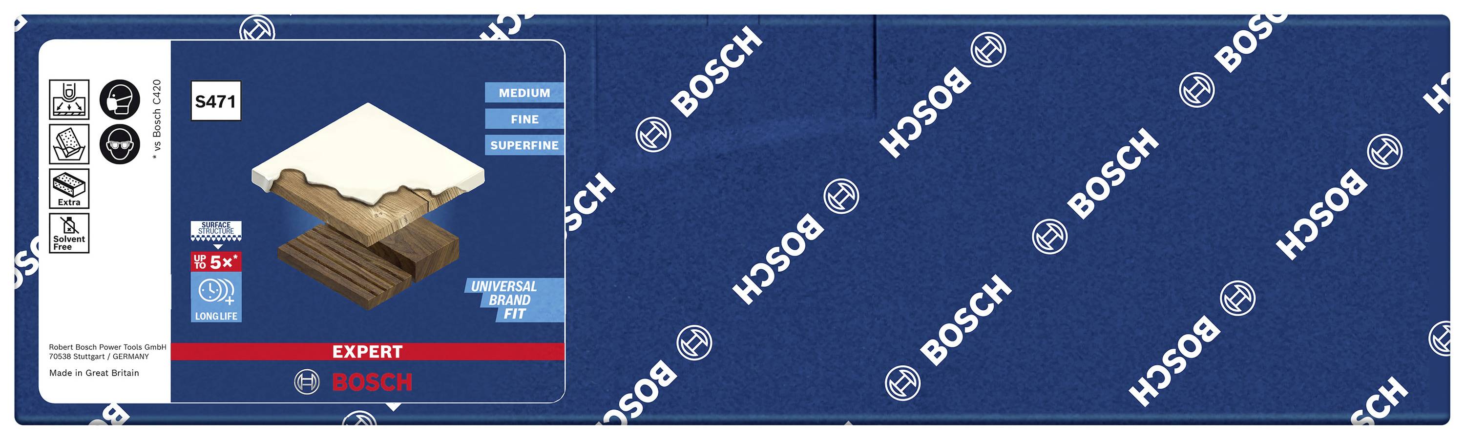 Balení brusného papíru Bosch, vhodného pro dřevo. Obsahuje 10 listů, zrnitost 150. Pro všestranné použití na středně tvrdém povrchu.