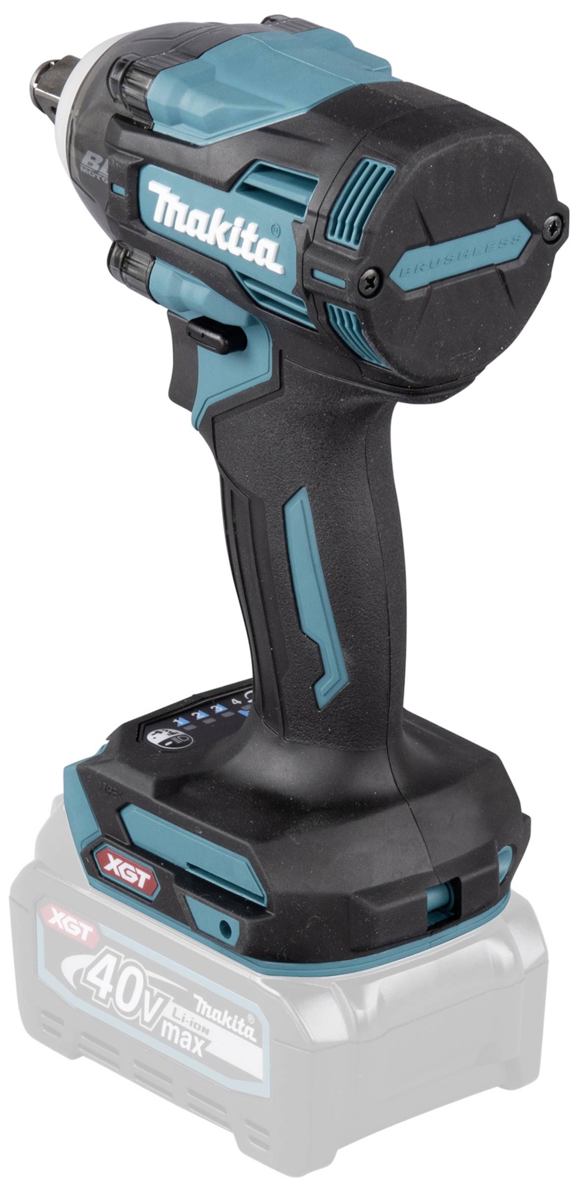 Rázový utahovák v modro-černém designu od značky Makita. 40V Max, série XGT.
