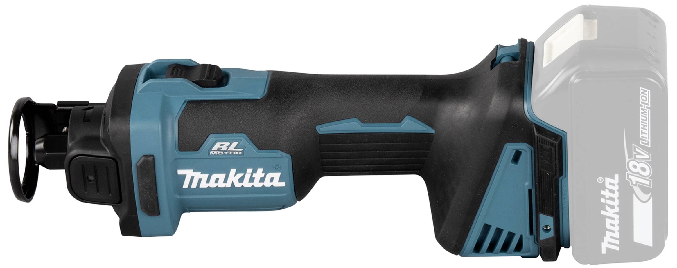 Akumulátorový šroubovák v modro-černém provedení, označený jako 'Makita 18V Lithium-Ion', s ergonomickou rukojetí a odnímatelnou baterií.