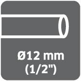 Trubka s nápisem 'Ø12 mm (1/2")'
