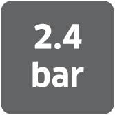 Obrázek ukazuje displej s nápisem '2,4 bar'.