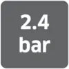 Obrázek ukazuje displej s nápisem '2,4 bar'.