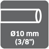 Výkres trubky o průměru 10 mm (3/8 palce).