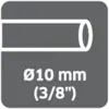 Výkres trubky o průměru 10 mm (3/8 palce).