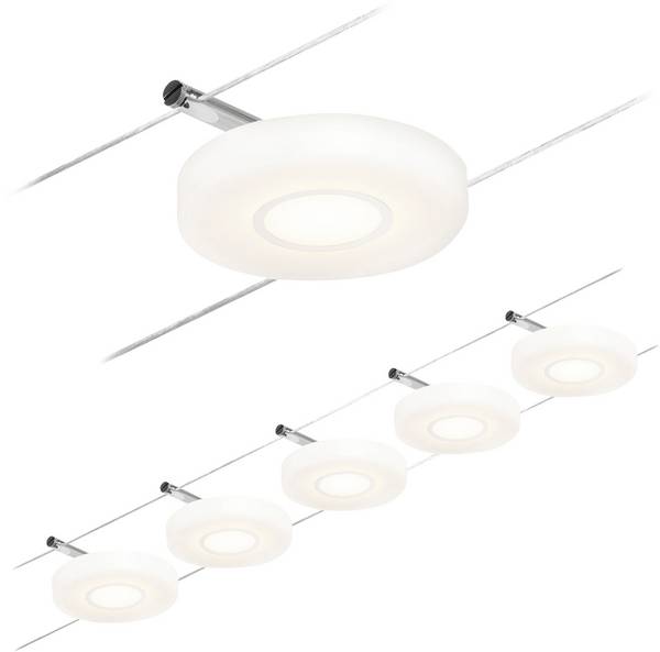 <br>  Paulmann<br>  DiscLED<br>  94426<br>  kompletní lankový systém<br>  <br>  <br>  LED<br>  <br>  chrom (matný), chrom<br>