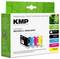 Multipackové inkoustové cartridge KMP pro Brother LC-1000VALBPDR, náhrada černé, azurové, purpurové a žluté barvy. Štítek na krabici uvádí "Úspora 542 g CO2".