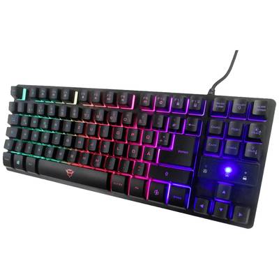 Mechanická klávesnice s barevným podsvícením RGB a viditelným kabelem.