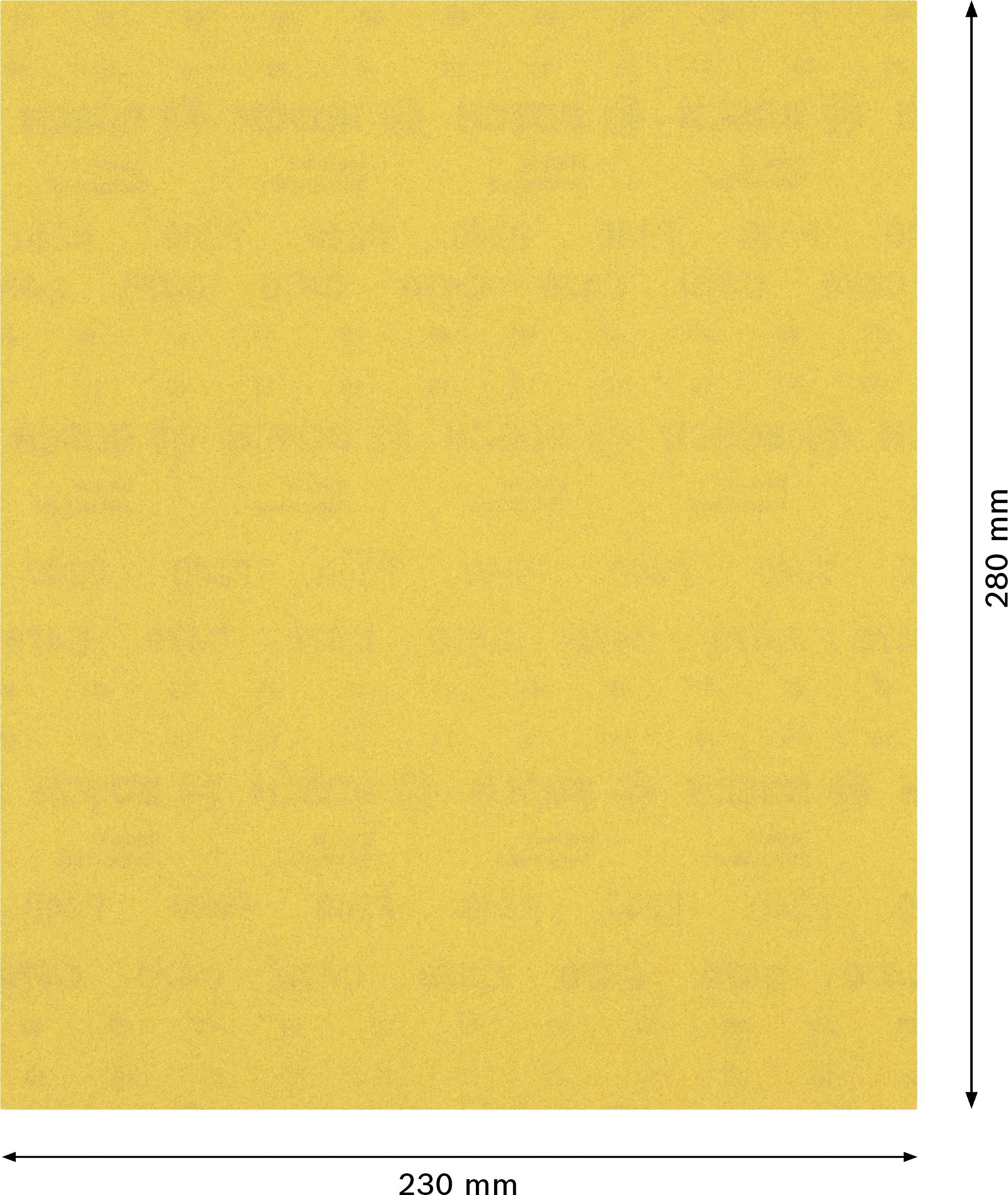 Obdélníkový žlutý list papíru o rozměrech 230 mm × 280 mm.