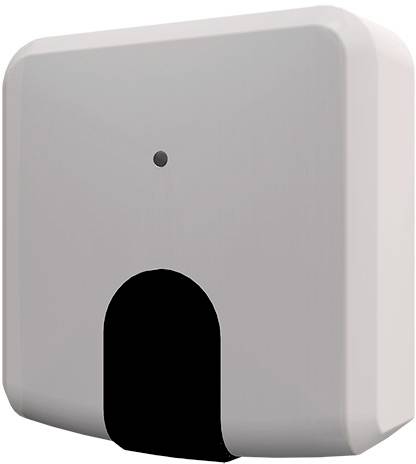 Automatický dávkovač ručníků z bílého plastu s čidlem nahoře, určený pro bezkontaktní výdej papírových ručníků v umývárnách.