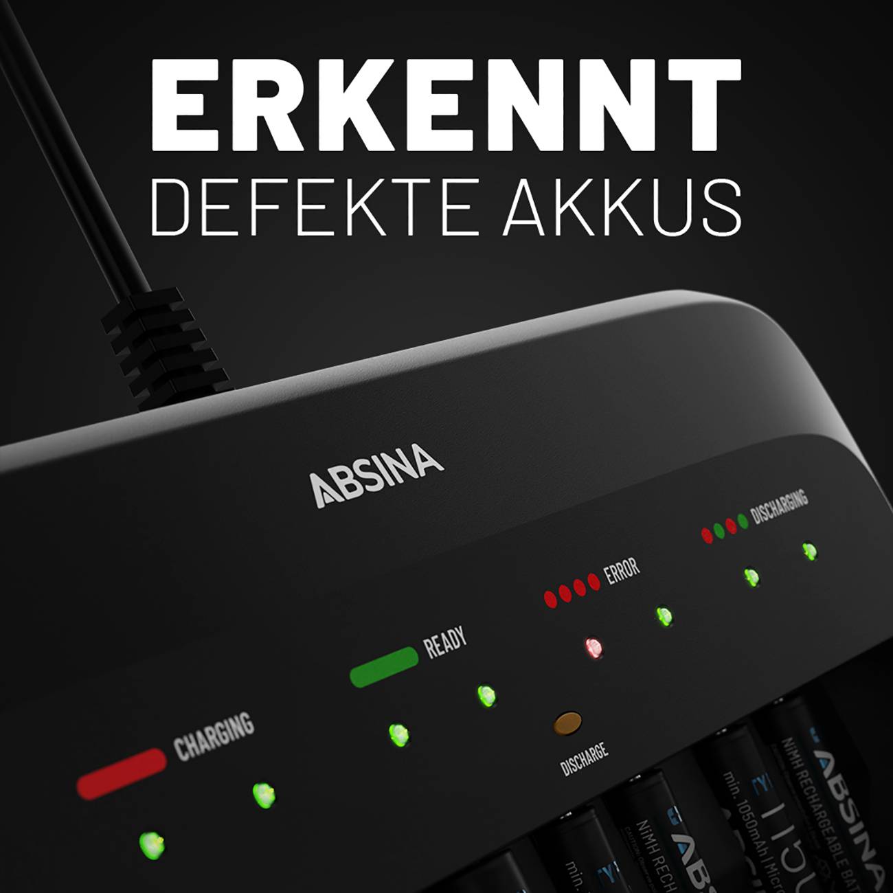 Detekuje vadné akumulátory