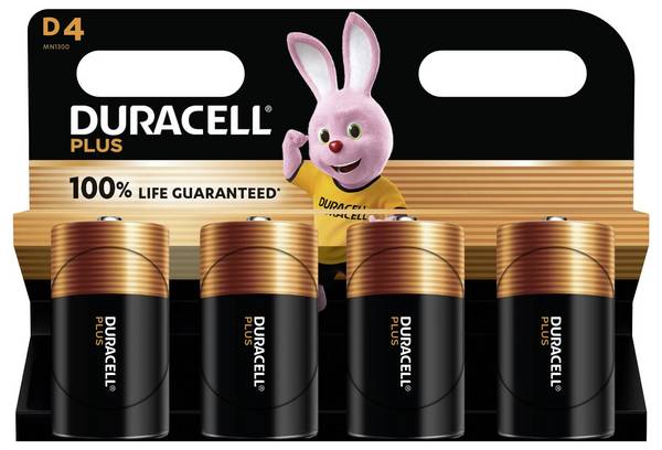 Duracell Plus-D K4 baterie velké mono D alkalicko-manganová  1.5 V 4 ks