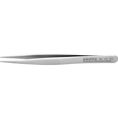 Stříbrná nerezová pinzeta s nápisem 'KNIPEX 92 21 01 Premium Stainless Steel', vhodná pro přesnéuchopení a držení.