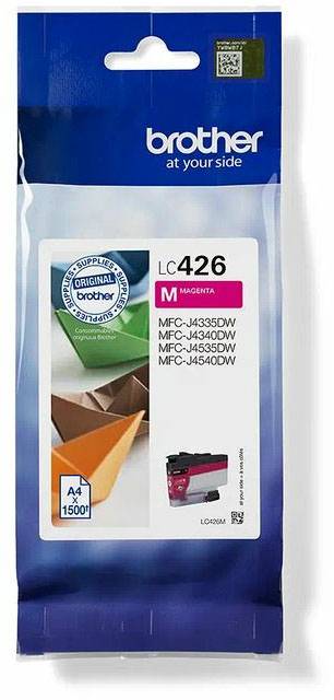 Inkoustová kazeta Brother LC426 v purpurové barvě pro modely MFC-J4335DW, MFC-J4340DW, MFC-J4535DW, MFC-J4540DW. Kapacita: A4, 1500 stran.