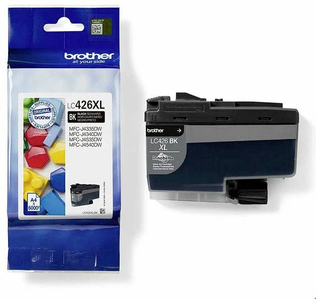 Inkoustová cartridge Brother LC426XL a obal. Černá XL-cartridge pro modely MFC-J4335DW, MFC-J4535DW, MFC-J4540DW.