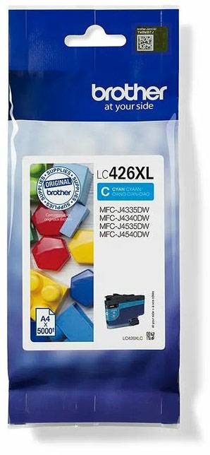 Balení inkoustové kazety Brother LC426XL v azurové barvě pro tiskárny MFC-J4335DW, MFC-J4340DW, MFC-J4535DW, MFC-J4540DW.